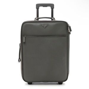 Prada Rolling Trolley Black SAFFIANO LEATHER suitcase